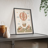 Bunny Balloon Framed Nursery Poster, Storybook Kids Room Wall Art, A4 A3 Size — Product view — Photo 8