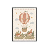 Bunny Balloon Framed Nursery Poster, Storybook Kids Room Wall Art, A4 A3 Size — Front view — Photo 1
