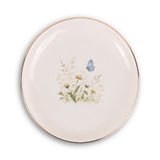 Butterfly Meadow Ceramic Ring Dish, Gold Rim Trinket Tray, Jewelry Holder Gift, Round Wavy Round Heart — Front view — Photo 1
