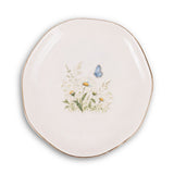Butterfly Meadow Ceramic Ring Dish, Gold Rim Trinket Tray, Jewelry Holder Gift, Round Wavy Round Heart — Front view — Photo 2