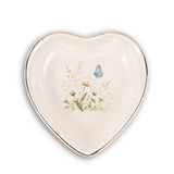 Butterfly Meadow Ceramic Ring Dish, Gold Rim Trinket Tray, Jewelry Holder Gift, Round Wavy Round Heart — Front view — Photo 3