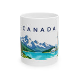 Canada Travel Souvenir Mug — Rockies & Toronto — Soccer Fan Gift — White Ceramic 11oz 15oz — Front view — Photo 1