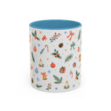 Christmas Bell Mug — Ribbon Gift Watercolor Holiday Cup — Accent Coffee Mug 11oz 15oz — Front view — Photo 9