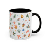 Christmas Bell Mug — Ribbon Gift Watercolor Holiday Cup — Accent Coffee Mug 11oz 15oz — Right view — Photo 18