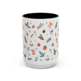 Christmas Bell Mug — Ribbon Gift Watercolor Holiday Cup — Accent Coffee Mug 11oz 15oz — Front view — Photo 5