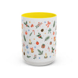 Christmas Bell Mug — Ribbon Gift Watercolor Holiday Cup — Accent Coffee Mug 11oz 15oz — Front view — Photo 14