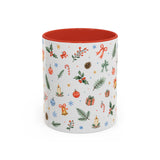 Christmas Bell Mug — Ribbon Gift Watercolor Holiday Cup — Accent Coffee Mug 11oz 15oz — Front view — Photo 4