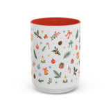 Christmas Bell Mug — Ribbon Gift Watercolor Holiday Cup — Accent Coffee Mug 11oz 15oz — Front view — Photo 8