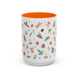 Christmas Bell Mug — Ribbon Gift Watercolor Holiday Cup — Accent Coffee Mug 11oz 15oz — Front view — Photo 13