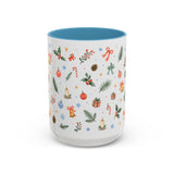 Christmas Bell Mug — Ribbon Gift Watercolor Holiday Cup — Accent Coffee Mug 11oz 15oz — Front view — Photo 10