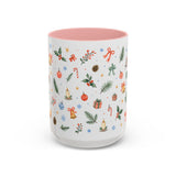 Christmas Bell Mug — Ribbon Gift Watercolor Holiday Cup — Accent Coffee Mug 11oz 15oz — Front view — Photo 7