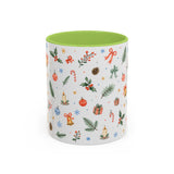 Christmas Bell Mug — Ribbon Gift Watercolor Holiday Cup — Accent Coffee Mug 11oz 15oz — Front view — Photo 15