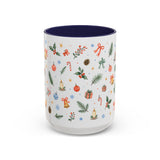 Christmas Bell Mug — Ribbon Gift Watercolor Holiday Cup — Accent Coffee Mug 11oz 15oz — Front view — Photo 6