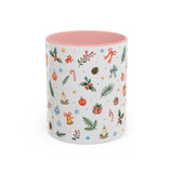 Christmas Bell Mug — Ribbon Gift Watercolor Holiday Cup — Accent Coffee Mug 11oz 15oz — Front view — Photo 3