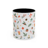 Christmas Bell Mug — Ribbon Gift Watercolor Holiday Cup — Accent Coffee Mug 11oz 15oz — Front view — Photo 1