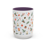 Christmas Bell Mug — Ribbon Gift Watercolor Holiday Cup — Accent Coffee Mug 11oz 15oz — Front view — Photo 17