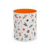 Christmas Bell Mug — Ribbon Gift Watercolor Holiday Cup — Accent Coffee Mug 11oz 15oz — Front view — Photo 11