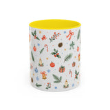 Christmas Bell Mug — Ribbon Gift Watercolor Holiday Cup — Accent Coffee Mug 11oz 15oz — Front view — Photo 12