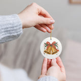 Christmas Bells and Ribbon Ceramic Ornament, Double Sided Round Christmas Decoration, Holiday Keepsake Gift — Product view — Photo 10