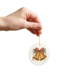 Christmas Bells and Ribbon Ceramic Ornament, Double Sided Round Christmas Decoration, Holiday Keepsake Gift — Product view — Photo 9