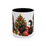 Christmas Black Cat Mug, Stocking Surprise, Cute Animal Lover Gift, Watercolor Ceramic Coffee Cup, 11oz 15oz — 11oz / Black — front