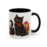 Christmas Black Cat Mug, Stocking Surprise, Cute Animal Lover Gift, Watercolor Ceramic Coffee Cup, 11oz 15oz — 11oz / Black — right