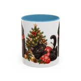 Christmas Black Cat Mug, Stocking Surprise, Cute Animal Lover Gift, Watercolor Ceramic Coffee Cup, 11oz 15oz — 11oz / Light Blue — front