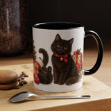Christmas Black Cat Mug, Stocking Surprise, Cute Animal Lover Gift, Watercolor Ceramic Coffee Cup, 11oz 15oz — 11oz / Black — context-1