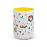 Christmas Candle Mug — Holly Wreath Watercolor Holiday Gift — Accent Cup 11oz 15oz — Front view — Photo 14