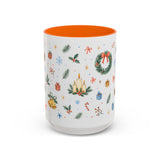 Christmas Candle Mug — Holly Wreath Watercolor Holiday Gift — Accent Cup 11oz 15oz — Front view — Photo 13