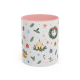 Christmas Candle Mug — Holly Wreath Watercolor Holiday Gift — Accent Cup 11oz 15oz — Front view — Photo 3