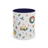 Christmas Candle Mug — Holly Wreath Watercolor Holiday Gift — Accent Cup 11oz 15oz — Front view — Photo 2