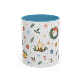 Christmas Candle Mug — Holly Wreath Watercolor Holiday Gift — Accent Cup 11oz 15oz — Front view — Photo 9