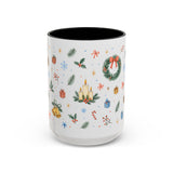 Christmas Candle Mug — Holly Wreath Watercolor Holiday Gift — Accent Cup 11oz 15oz — Front view — Photo 5