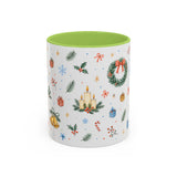 Christmas Candle Mug — Holly Wreath Watercolor Holiday Gift — Accent Cup 11oz 15oz — Front view — Photo 15