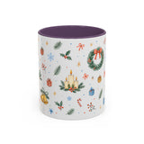 Christmas Candle Mug — Holly Wreath Watercolor Holiday Gift — Accent Cup 11oz 15oz — Front view — Photo 16