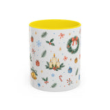 Christmas Candle Mug — Holly Wreath Watercolor Holiday Gift — Accent Cup 11oz 15oz — Front view — Photo 12
