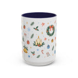 Christmas Candle Mug — Holly Wreath Watercolor Holiday Gift — Accent Cup 11oz 15oz — Front view — Photo 6