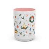 Christmas Candle Mug — Holly Wreath Watercolor Holiday Gift — Accent Cup 11oz 15oz — Front view — Photo 7