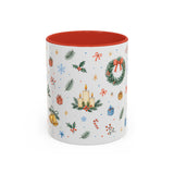 Christmas Candle Mug — Holly Wreath Watercolor Holiday Gift — Accent Cup 11oz 15oz — Front view — Photo 4