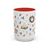 Christmas Candle Mug — Holly Wreath Watercolor Holiday Gift — Accent Cup 11oz 15oz — Front view — Photo 8