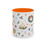 Christmas Candle Mug — Holly Wreath Watercolor Holiday Gift — Accent Cup 11oz 15oz — Front view — Photo 11