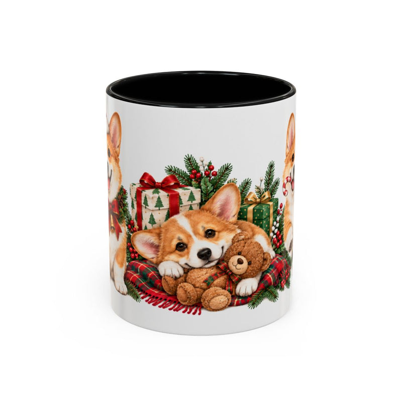 Christmas Corgi Mug, Santa Paws, Cute Animal Lover Gift, Watercolor Ceramic Coffee Cup, 11oz 15oz — 11oz / Black — front