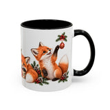 Christmas Fox Mug, Woodland Noel, Cute Animal Lover Gift, Watercolor Ceramic Coffee Cup, 11oz 15oz — 11oz / Black — right