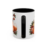 Christmas Fox Mug, Woodland Noel, Cute Animal Lover Gift, Watercolor Ceramic Coffee Cup, 11oz 15oz — 11oz / Black — back