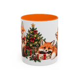 Christmas Fox Mug, Woodland Noel, Cute Animal Lover Gift, Watercolor Ceramic Coffee Cup, 11oz 15oz — 11oz / Orange — front