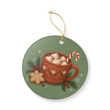 Christmas Hot Cocoa Ceramic Ornament, Double Sided Round Christmas Decoration, Holiday Keepsake Gift — Product view — Photo 5