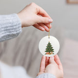 Christmas Tree and Gifts Ceramic Ornament, Double Sided Round Christmas Decoration, Holiday Keepsake Gift — Product view — Photo 10