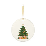 Christmas Tree and Gifts Ceramic Ornament, Double Sided Round Christmas Decoration, Holiday Keepsake Gift — Product view — Photo 4