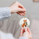 Christmas Woodland Fox Ceramic Ornament, Double Sided Round Christmas Decoration, Holiday Keepsake Gift — Product view — Photo 10